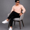 Peach Plain Formal Shirt for Men - Thumbnail Image 4