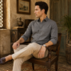 Dark Grey Plain Formal Shirt for Men - Thumbnail Image 4