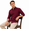 Maroon Plain Formal Shirt for Men - Thumbnail Image 4