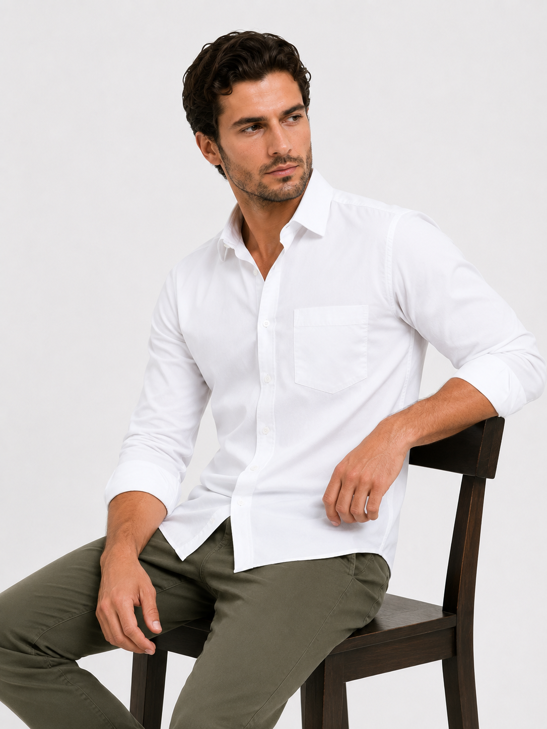 White Plain Formal Shirt for Men - Image 4