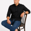 Black Plain Formal Shirt for Men - Thumbnail Image 4