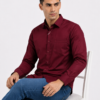 Maroon Plain Formal Shirt for Men - Thumbnail Image 4