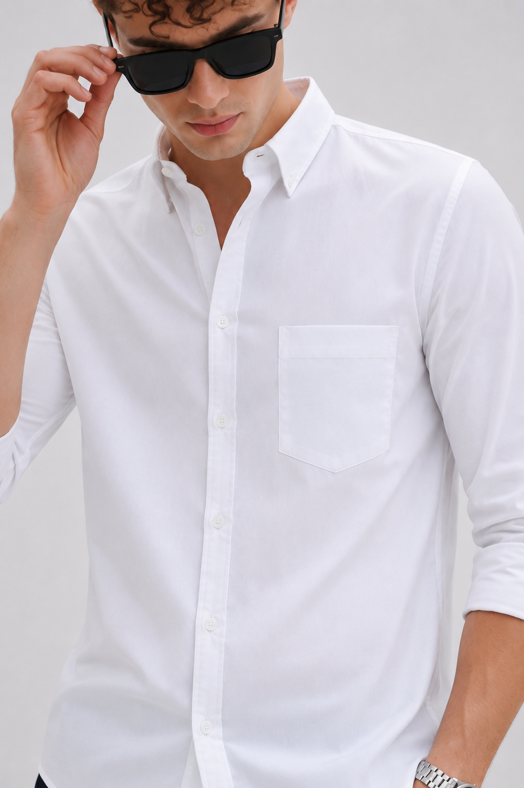 White Plain Formal Shirt for Men - Image 5