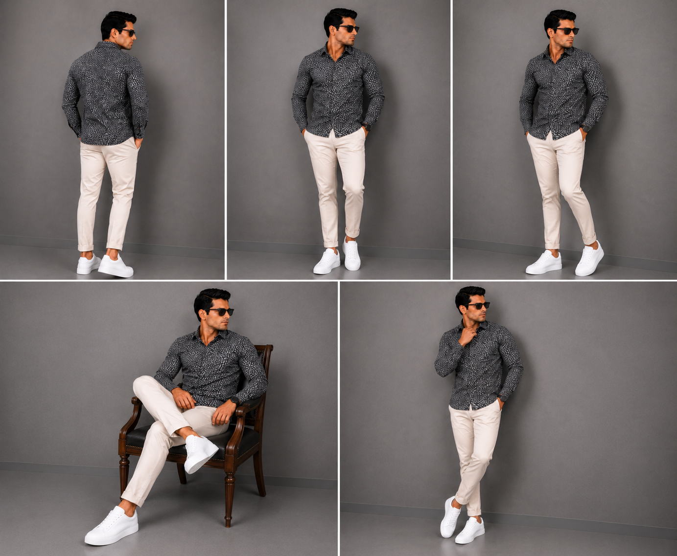 Black Printed Casual Shirt for Men - Image 7