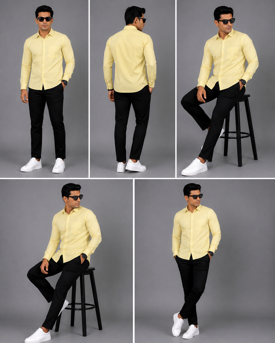 Yellow Plain Formal Shirt for Men - Image 6