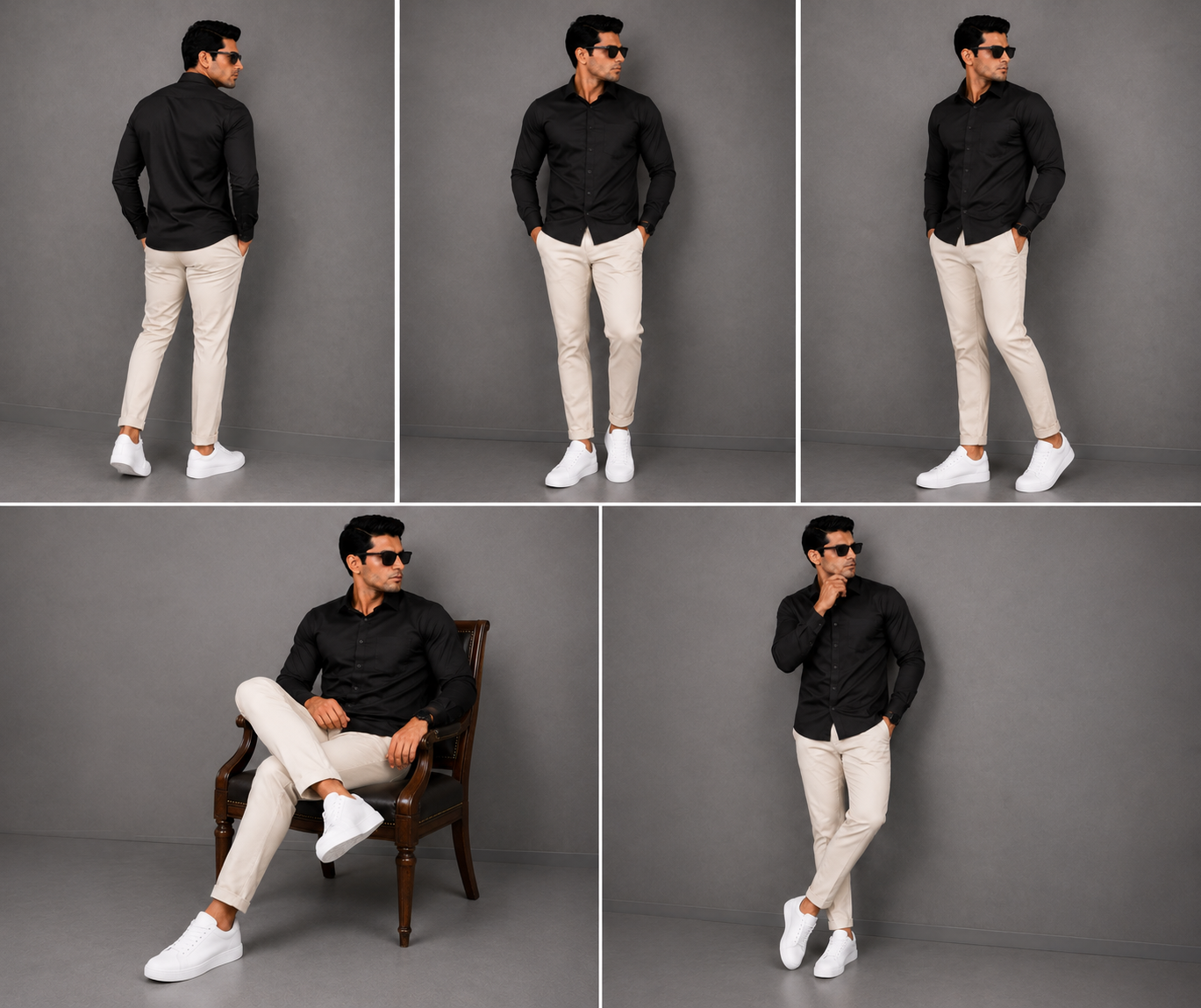 Black Plain Formal Shirt for Men - Image 6