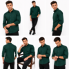 Green Plain Formal Shirt for Men - Thumbnail Image 6