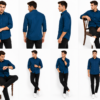 Blue Plain Formal Shirt for Men - Thumbnail Image 6