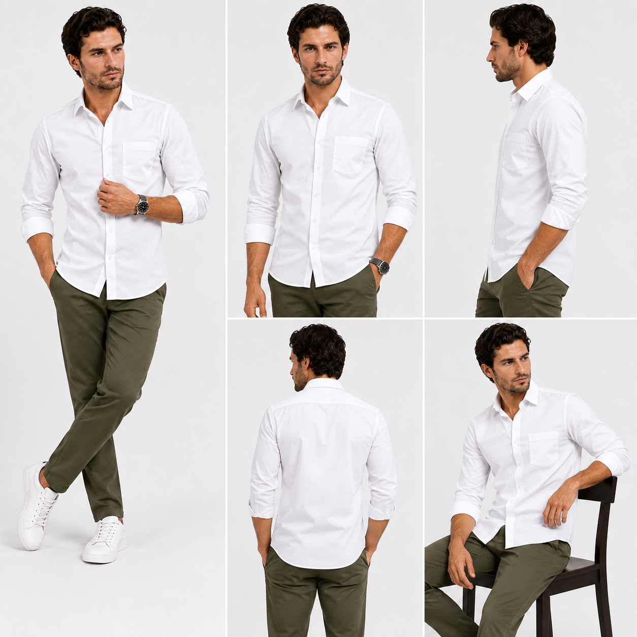 White Plain Formal Shirt for Men - Image 6