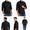 Black Plain Formal Shirt for Men - Thumbnail Image 6