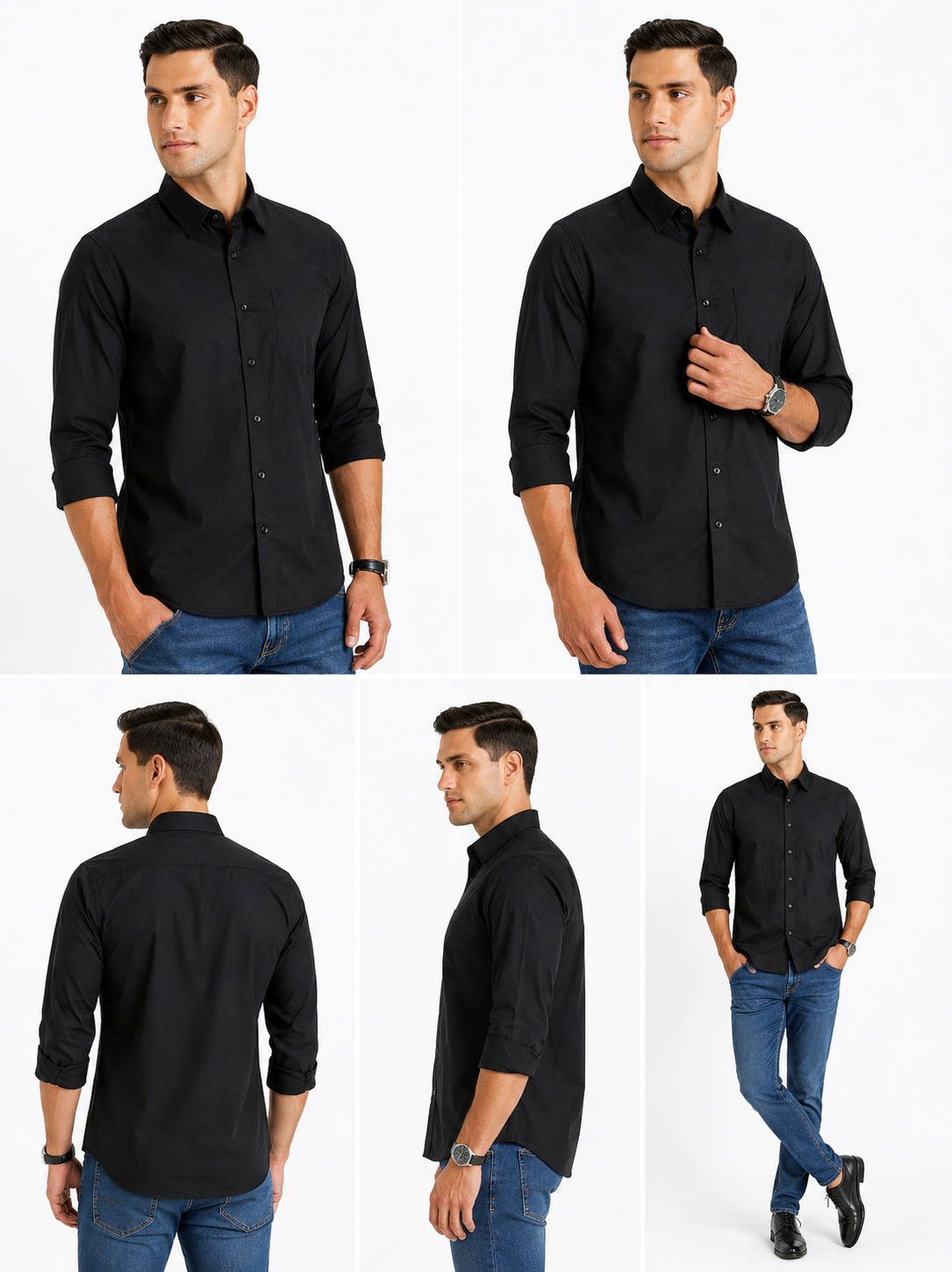Black Plain Formal Shirt for Men - Image 6