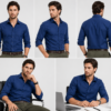 Navy Blue Plain Formal Shirt for Men - Thumbnail Image 6