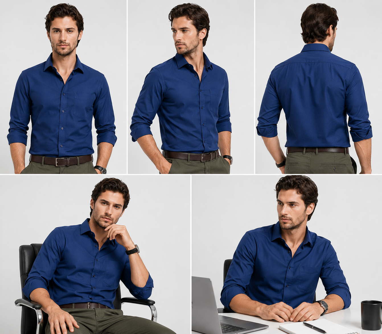 Navy Blue Plain Formal Shirt for Men - Image 6