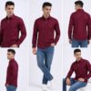 Maroon Plain Formal Shirt for Men - Thumbnail Image 6