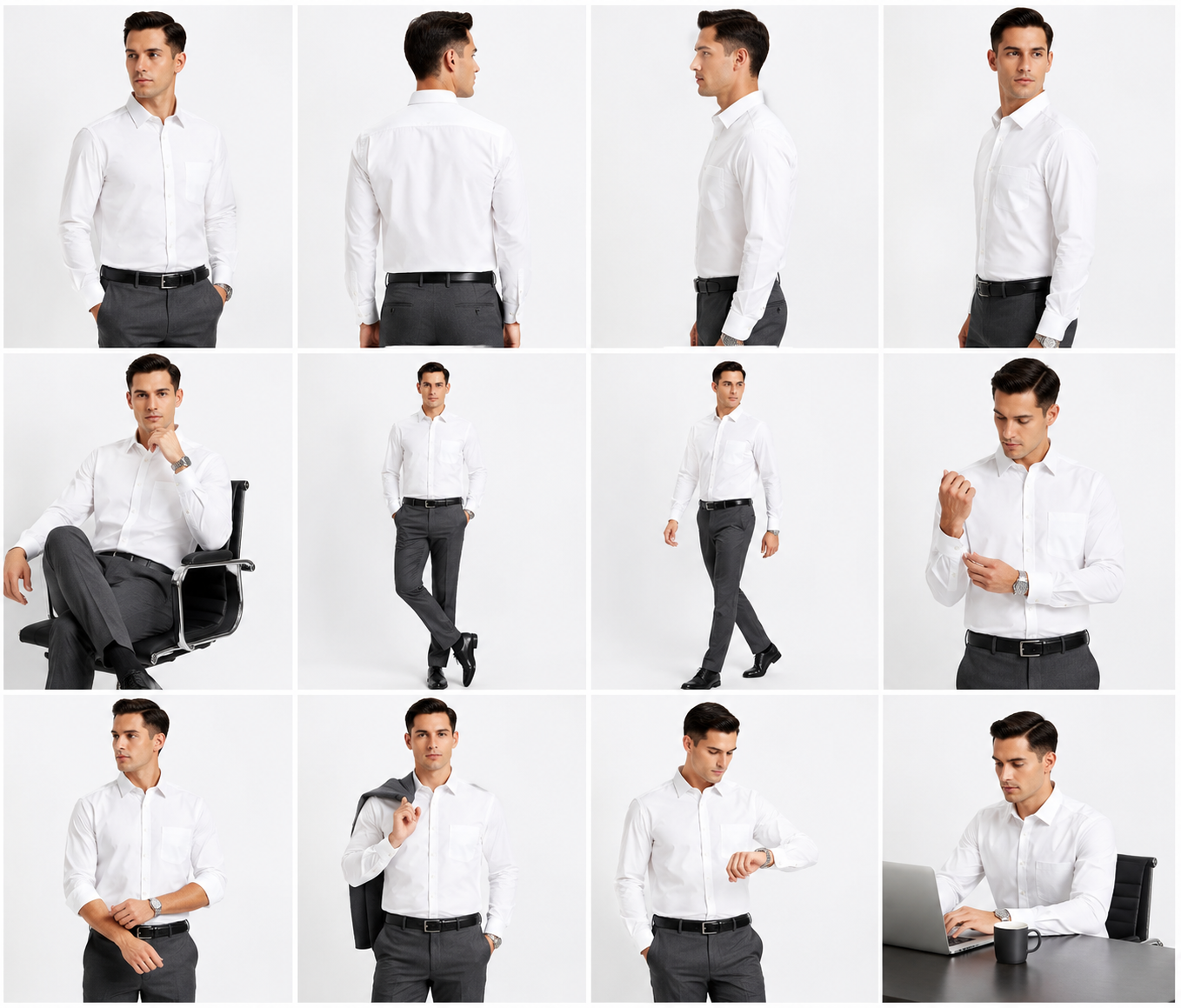 White Plain Formal Shirt for Men - Image 6