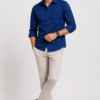 Navy Blue Plain Formal Shirt for Men - Thumbnail Image 4