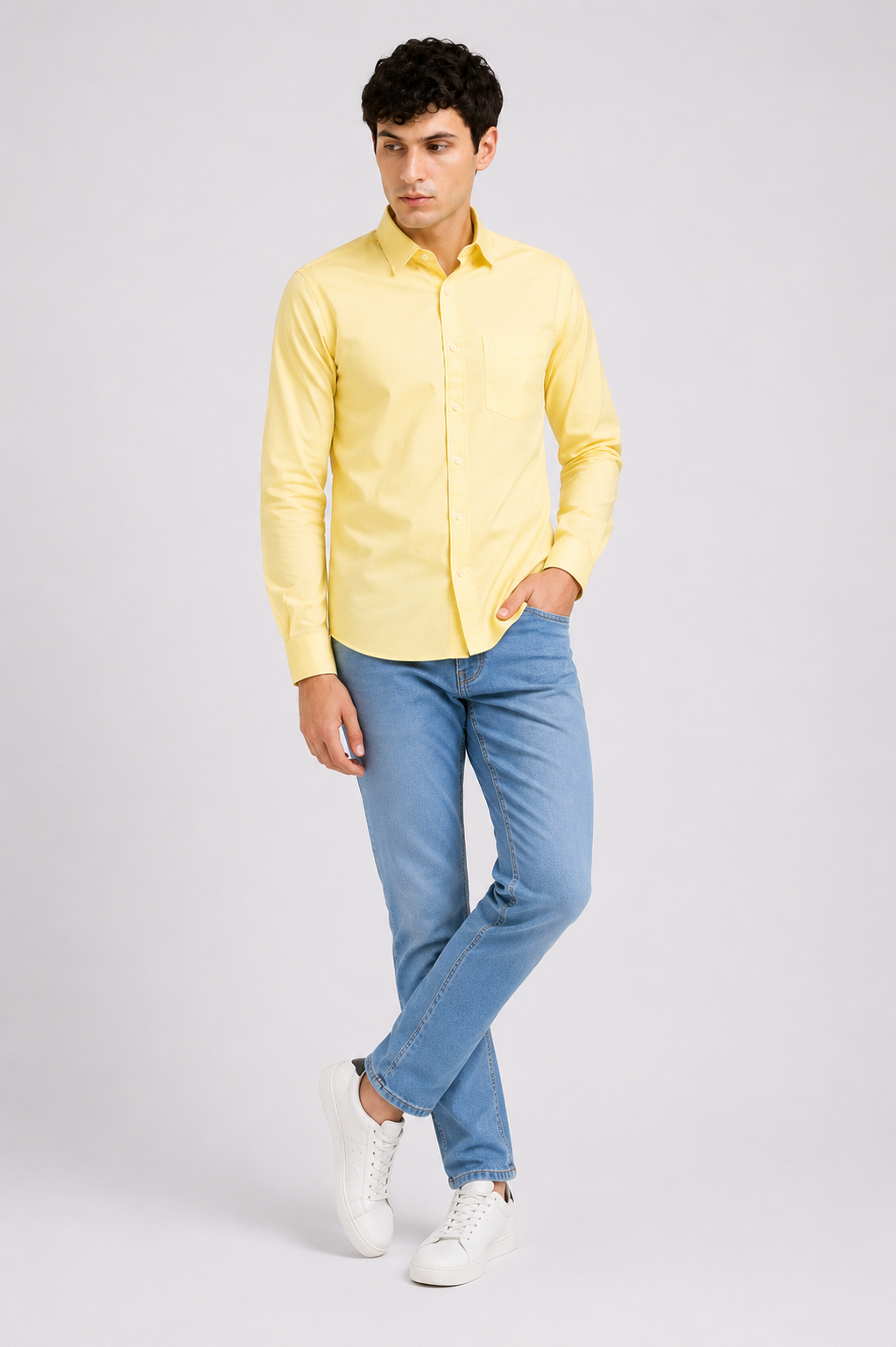 Yellow Plain Formal Shirt for Men - Image 5