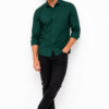 Green Plain Formal Shirt for Men - Thumbnail Image 5