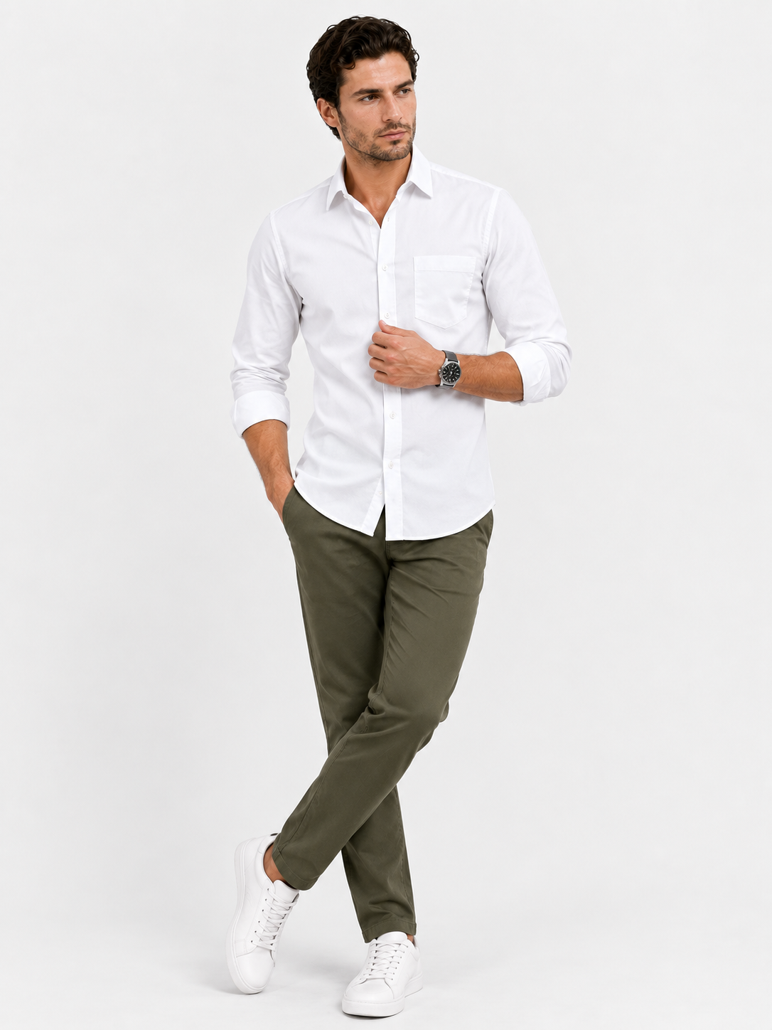 White Plain Formal Shirt for Men - Image 5
