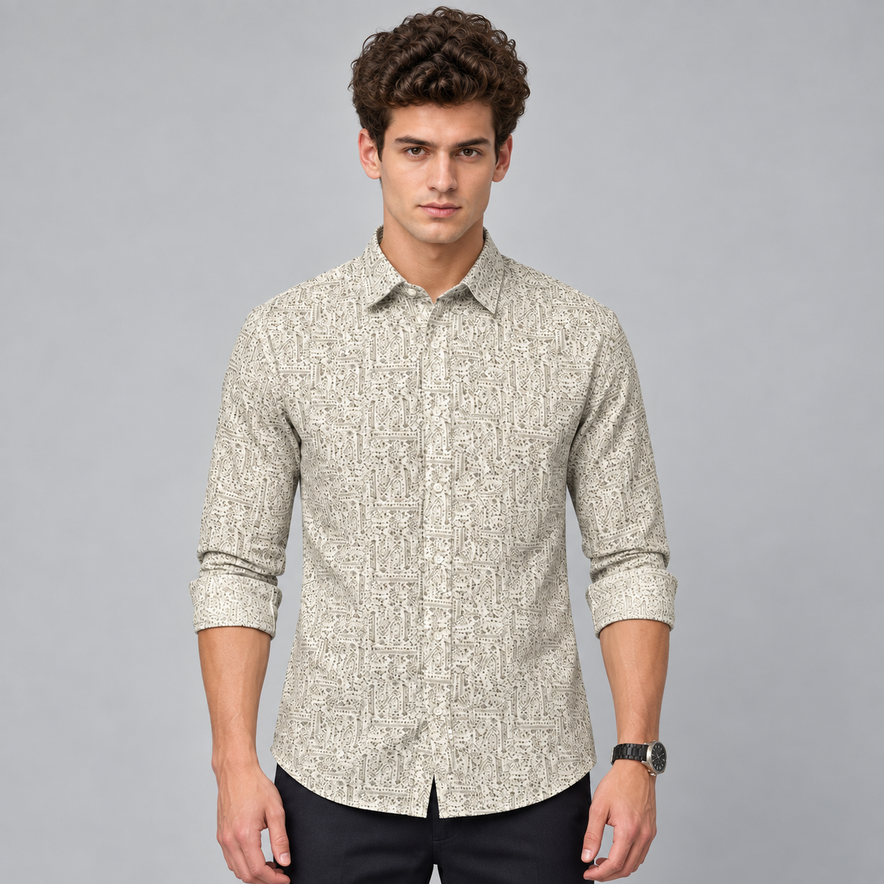 Geometric Printed Casual Shirt for Men - Image 1
