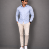 Mist Blue Plain Formal Shirt for Men - Thumbnail Image 5