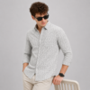 White Wavy Line Printed Casual Shirt for Men - Thumbnail Image 4
