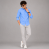 Blue Plain Formal Shirt for Men - Thumbnail Image 4