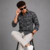 Black Brushstroke Printed Casual Shirt for Men - Thumbnail Image 4