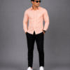 Peach Plain Formal Shirt for Men - Thumbnail Image 5