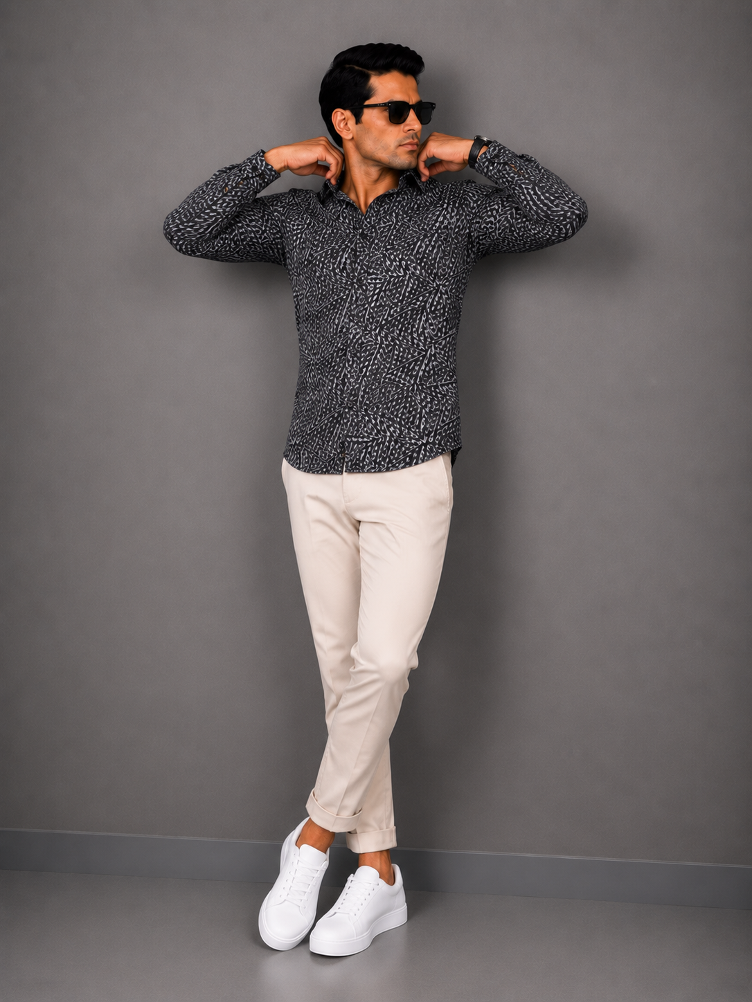 Black Printed Casual Shirt for Men - Image 6