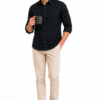 Black Plain Formal Shirt for Men - Thumbnail Image 5
