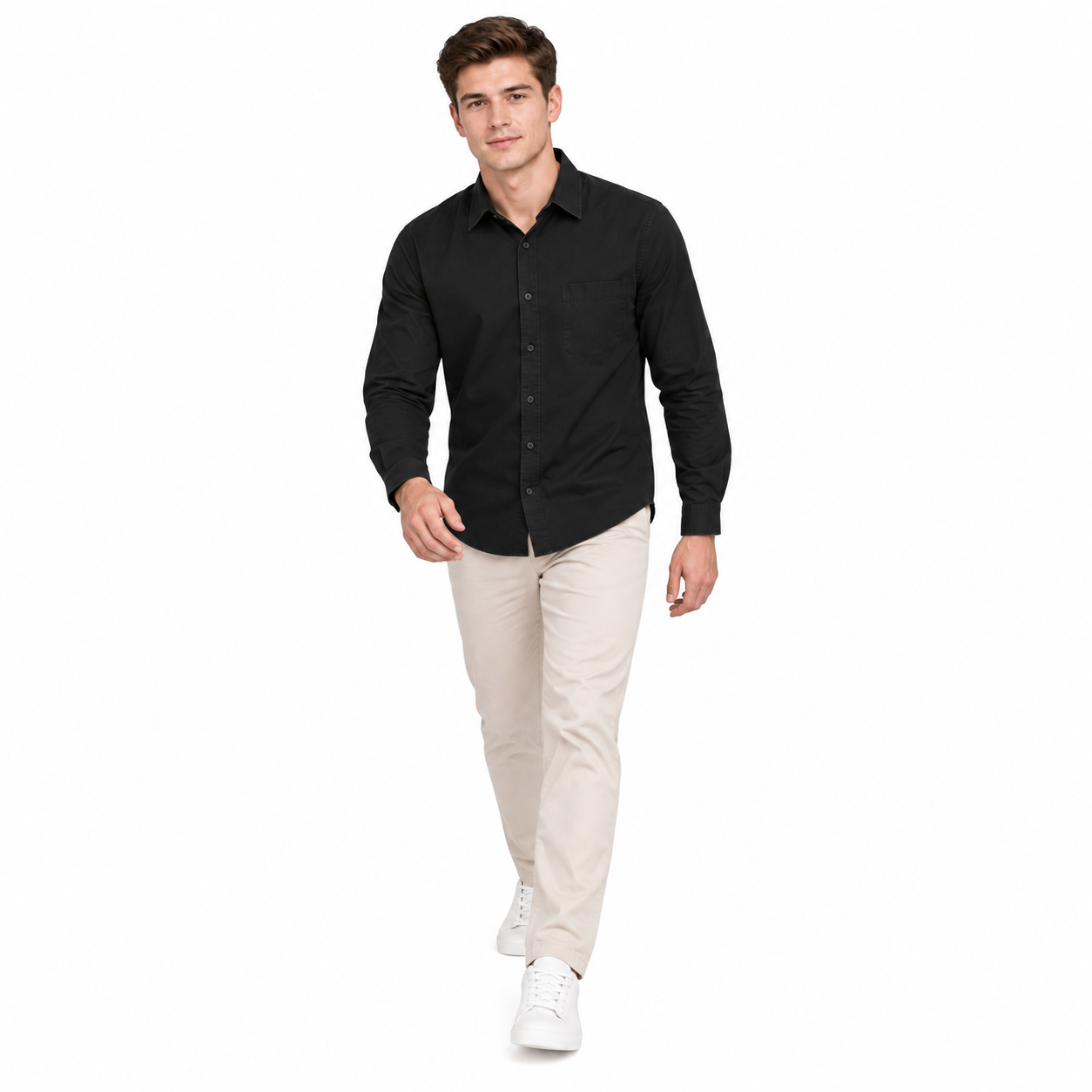 Black Plain Formal Shirt for Men - Image 5