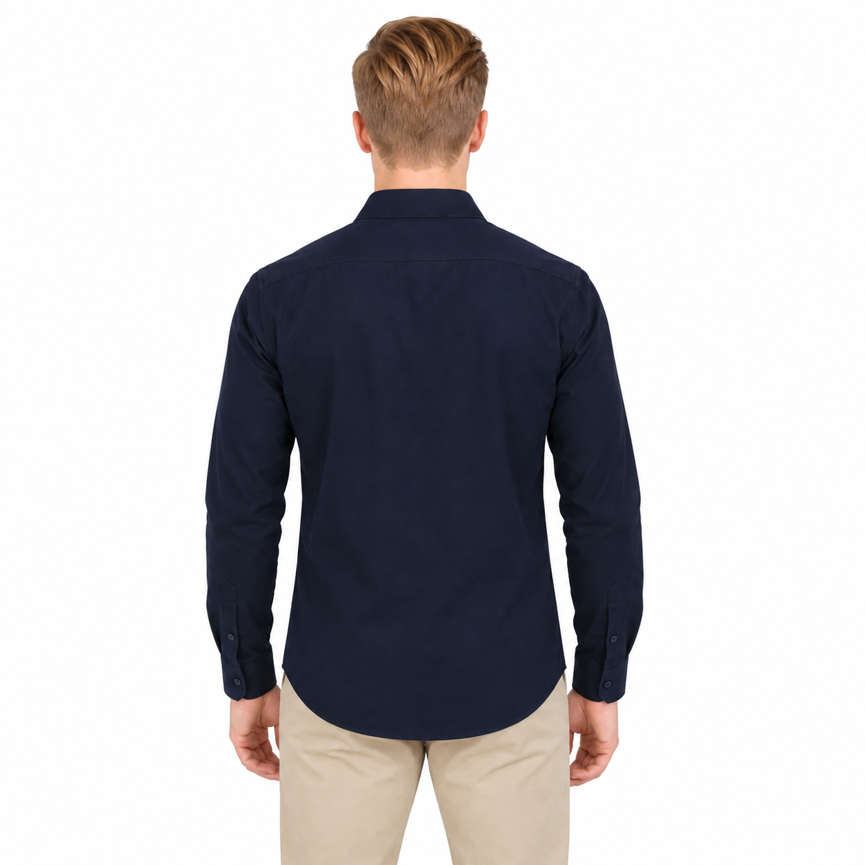 Dark Blue Plain Formal Shirt for Men - Image 3
