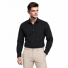 Black Plain Formal Shirt for Men - Thumbnail Image 1