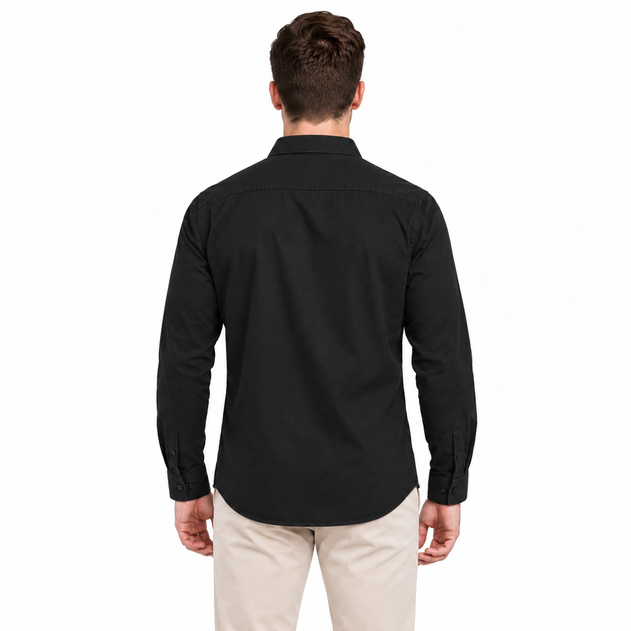 Black Plain Formal Shirt for Men - Image 3
