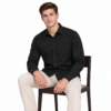 Black Plain Formal Shirt for Men - Thumbnail Image 4