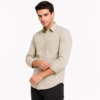 Beige Plain Formal Shirt for Men - Thumbnail Image 4