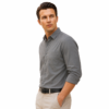 Dark Grey Plain Formal Shirt for Men - Thumbnail Image 2