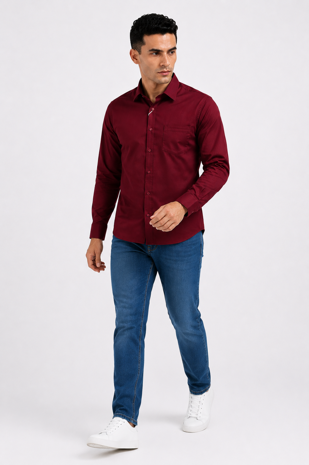 Maroon Plain Formal Shirt for Men - Image 5