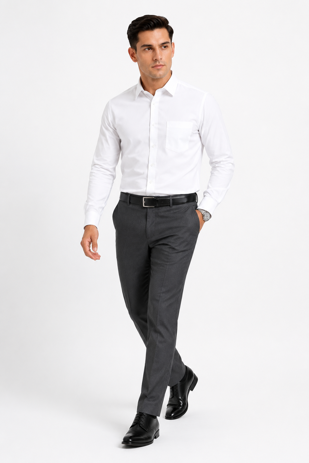 White Plain Formal Shirt for Men - Image 5
