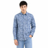 Blue Floral Printed Casual Shirt for Men - Thumbnail Image 1
