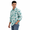 Blue Floral Printed Casual Shirt for Men - Thumbnail Image 2