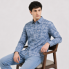 Blue Floral Printed Casual Shirt for Men - Thumbnail Image 4