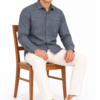 Blue Geometric Printed Casual Shirt for Men - Thumbnail Image 4