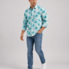 Blue Floral Printed Casual Shirt for Men - Thumbnail Image 5