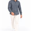 Blue Geometric Printed Casual Shirt for Men - Thumbnail Image 5