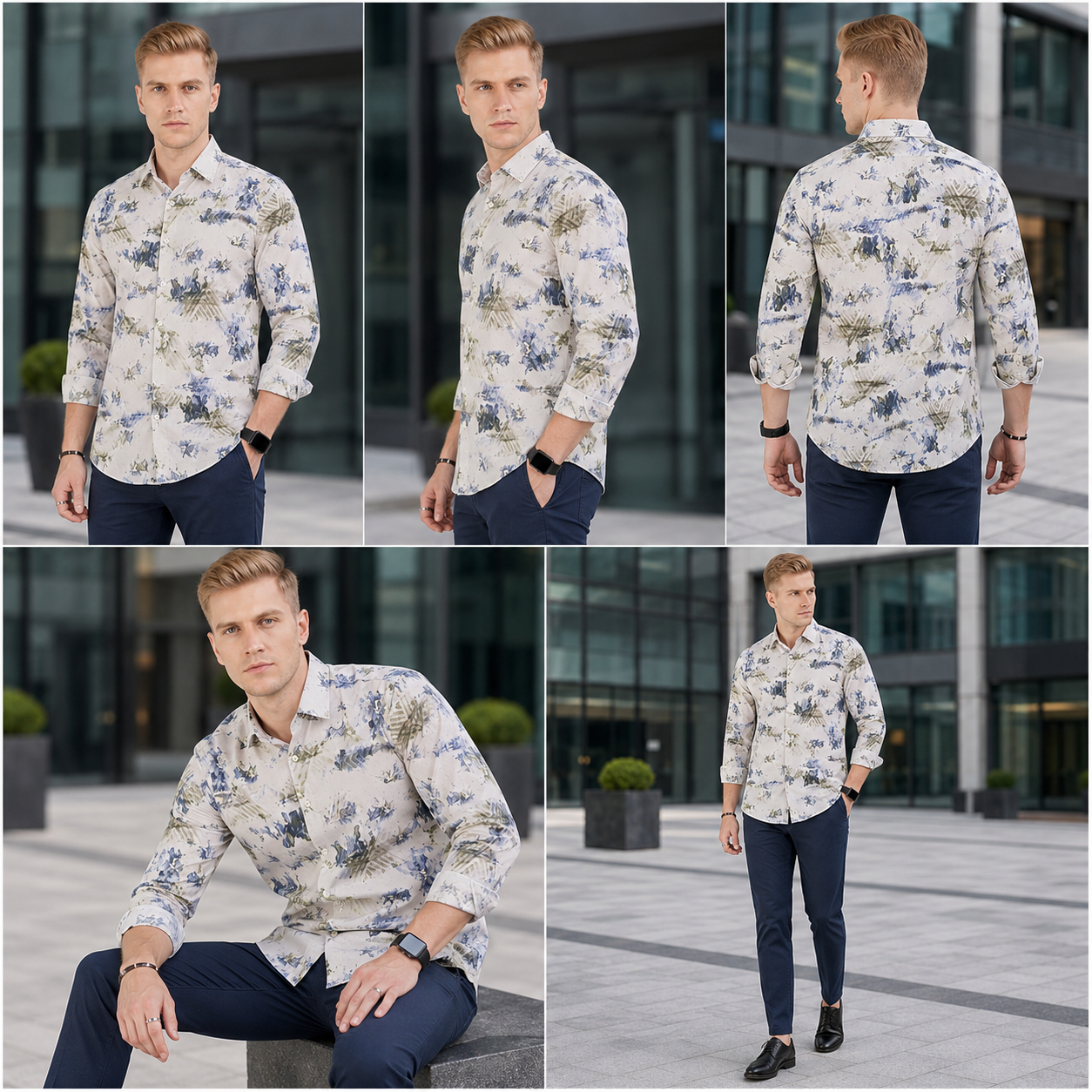 Abstract Printed Casual Shirt for Men - Image 6
