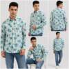 Blue Floral Printed Casual Shirt for Men - Thumbnail Image 6