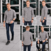 Grey Floral Printed Casual Shirt for Men - Thumbnail Image 6