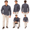 Dark Blue Floral Printed Casual Shirt for Men - Thumbnail Image 6